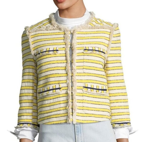 Veronica Beard Talie Jacket Tweed Blazer Off White Yellow. Size 8 - Picture 2 of 7